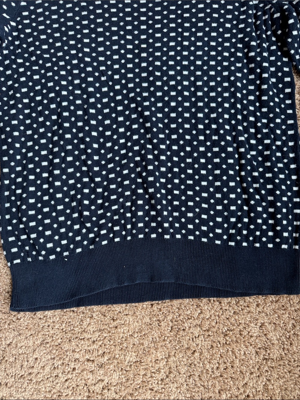 J. Crew Navy Crewneck Sweater with White Dot Pattern Size L - Picture 4 of 5